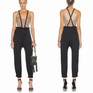 Ulla Johnson Freja Harem High Rise Suspender Crop Pants Women Sz 10 Black